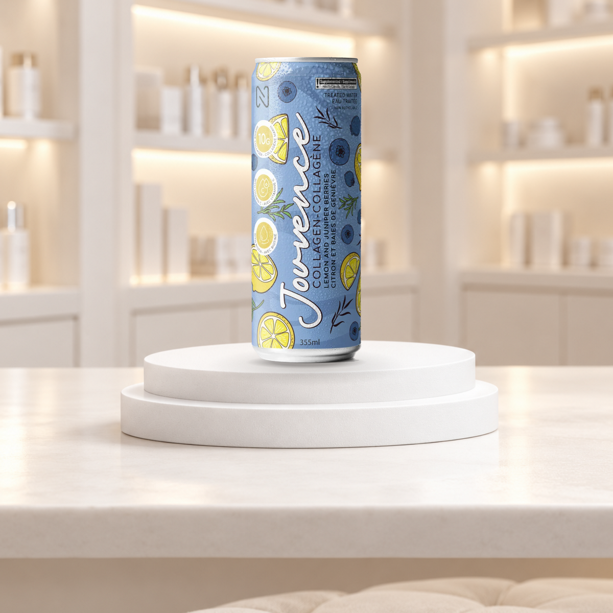 Jouvence, boisson pétillante au collagène marin · Citron et baies de genièvre