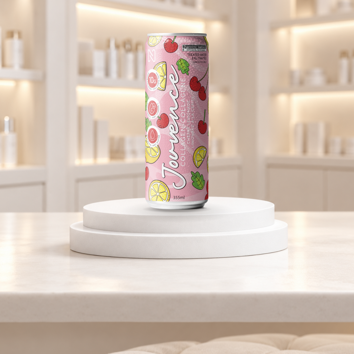 Jouvence, boisson pétillante au collagène marin · Limonade à la cerise