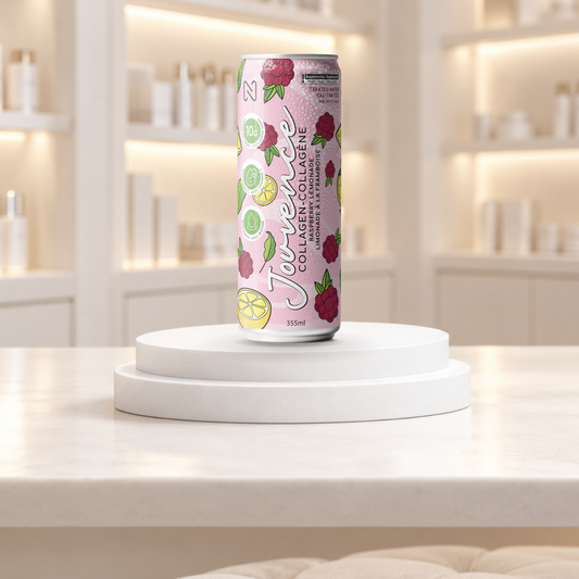 Jouvence, boisson pétillante au collagène marin · Limonade à la framboise