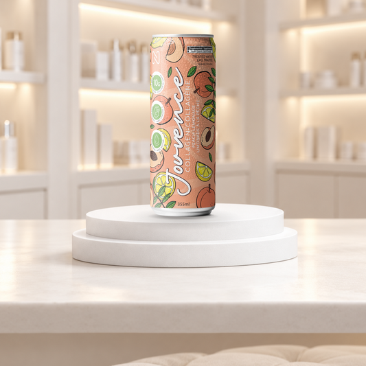 Jouvence, boisson pétillante au collagène marin · Limonade à la pêche